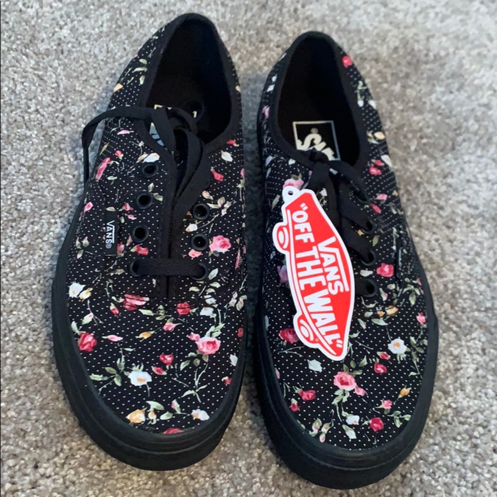 Black floral vans